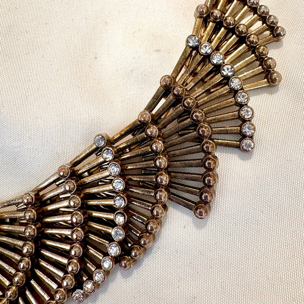 Vintage Fan Panel Necklace, Articulated Numbered Construction, mixed metals - Picture 4 of 7